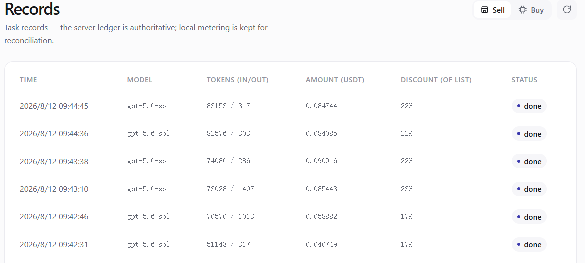 Selling earnings on the Records page