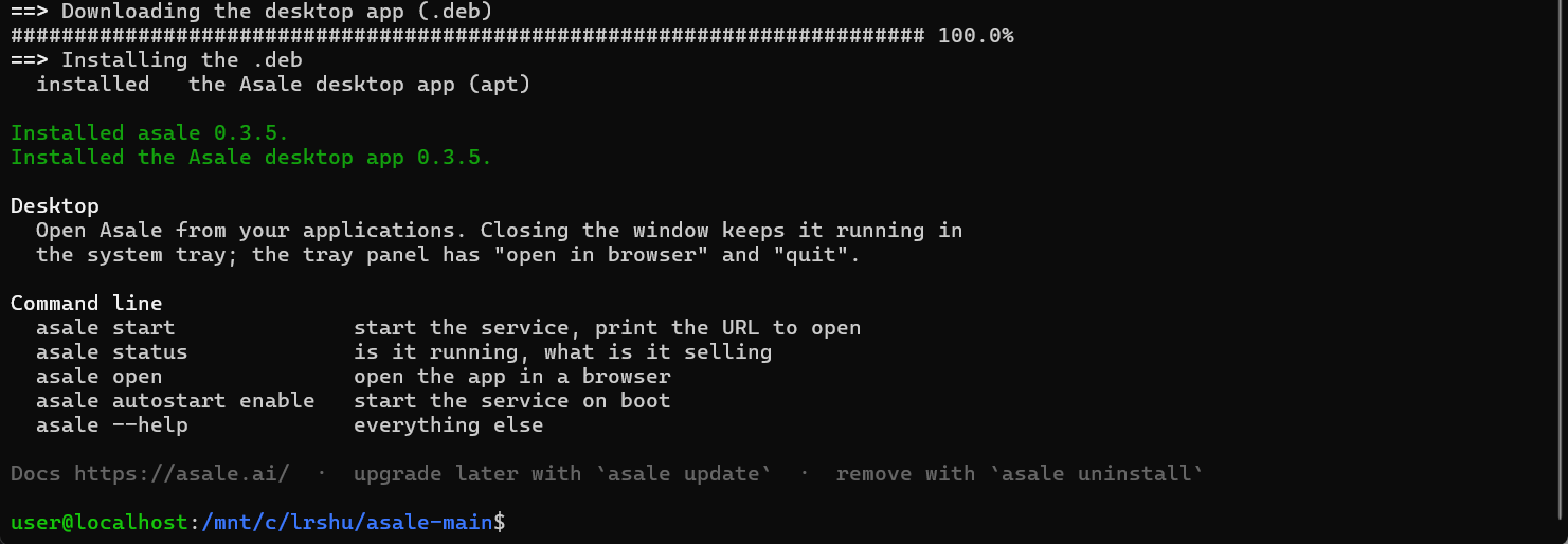 The install script running in a terminal
